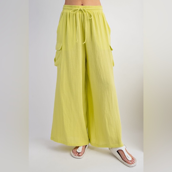 easel Pants - Easel Lime Gauze Cargo